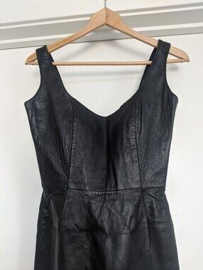 ANDREW Marc Black Leather Sleeveless Dress